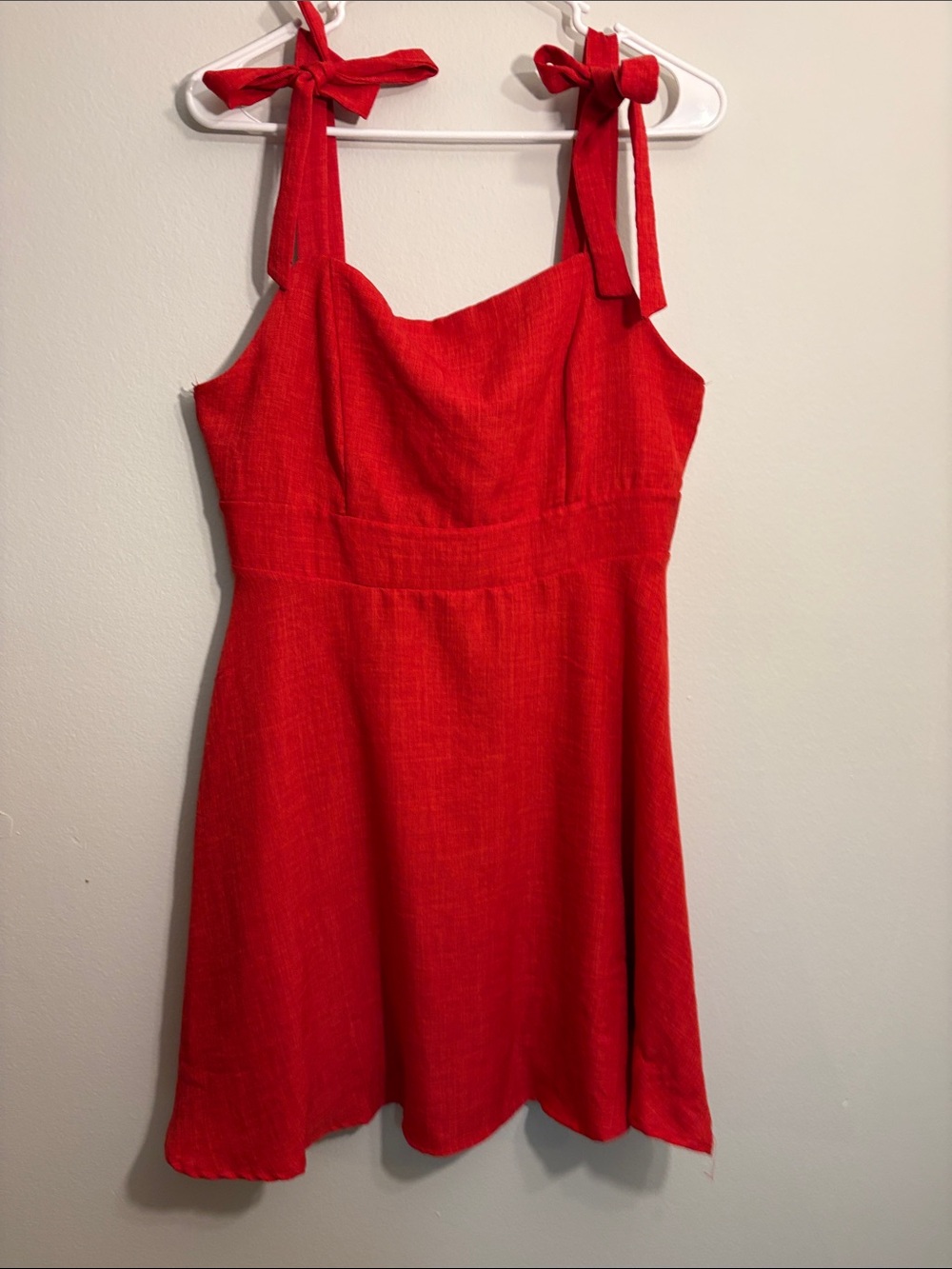 Altar’d state Red Shoulder strap with tie detail A-Line Dress